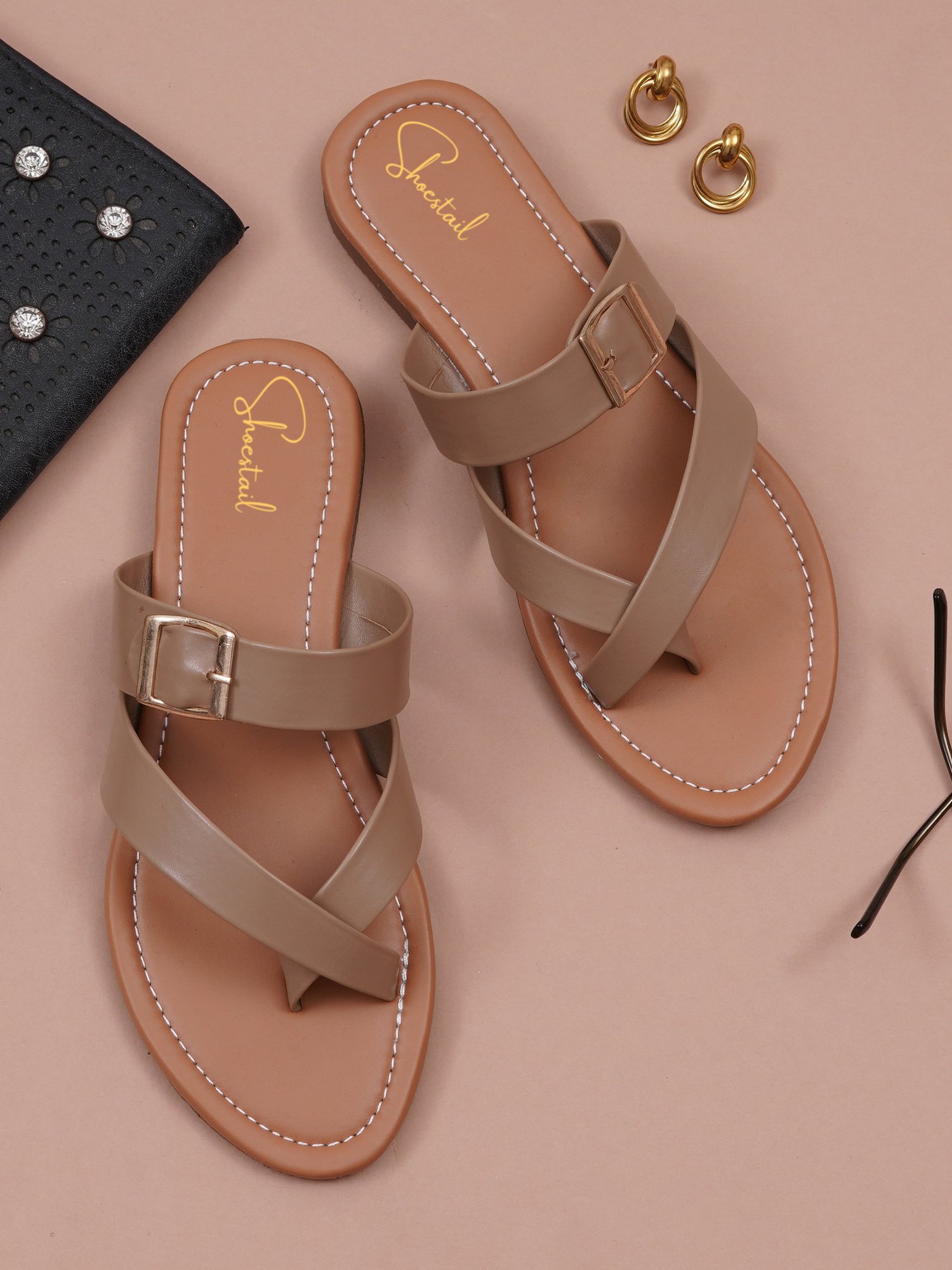 Elegant Cross Strap Buckle Flats for Women