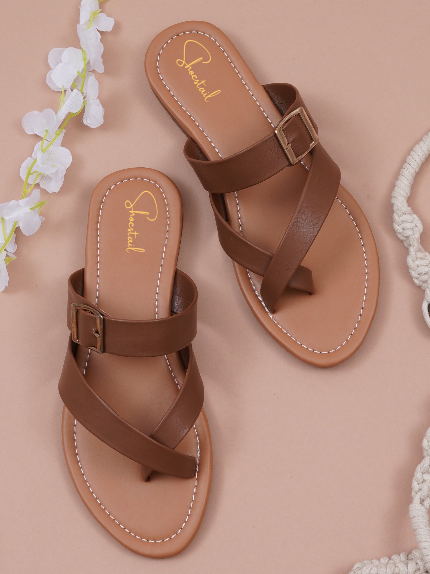 Elegant Cross Strap Buckle Flats for Women