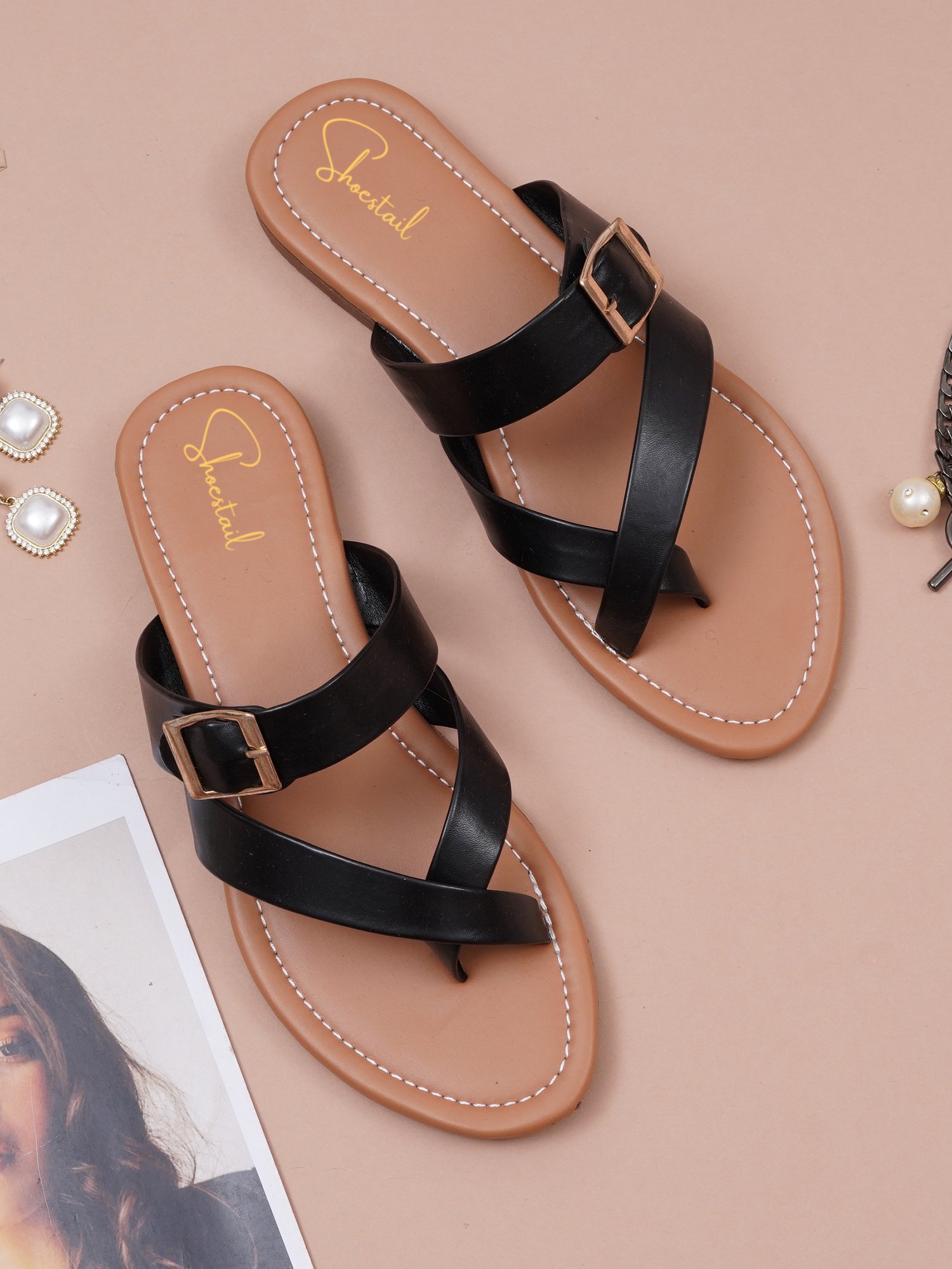 Elegant Cross Strap Buckle Flats for Women
