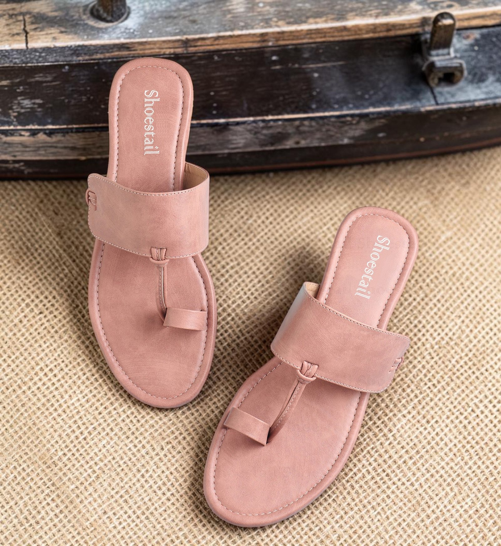 Shoestail Women's Brown Toe Ring Flats | Stylish Slip-On Flat Sandals for Women | Soft Cushioned Casual Daily Wear Footwear