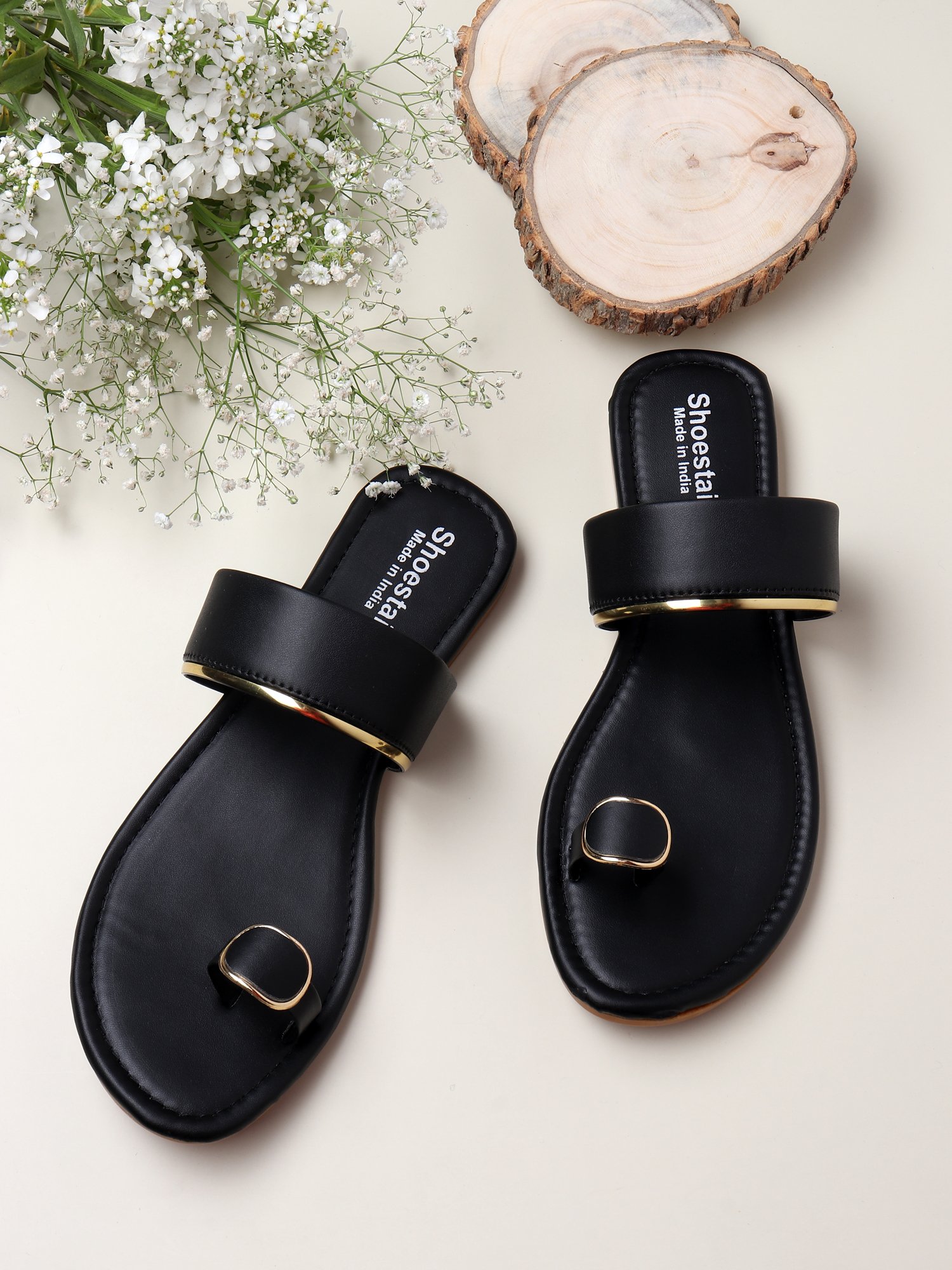 Shoestail Women’s Elegant Toe-Ring Flat Sandals